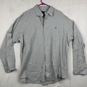 Ralph Lauren Men Shirt 2XL Button Classic Fit Plaid Collared Long Slve Pony Logo